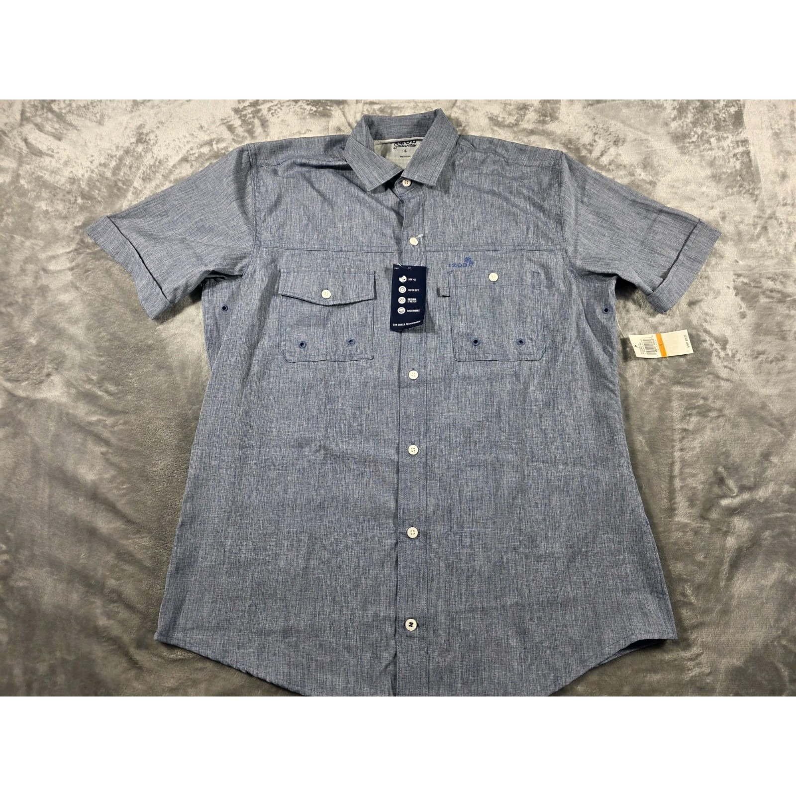 Nwt Izod Saltwater Performance Stretch Shirt Quick Dry/Upf 50/Vented/ Small Blue